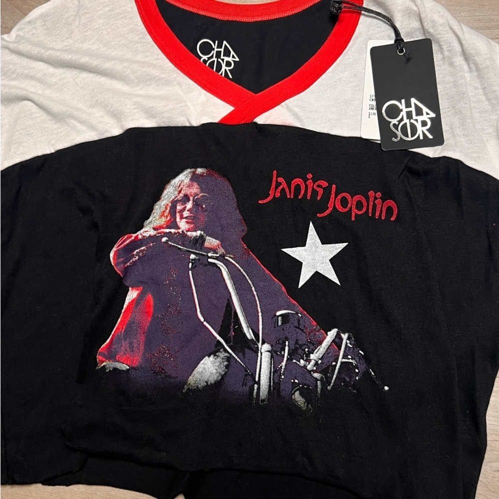 CHASER Janis Joplin Classic Motorcycle Levi Tee, size S NWT - Picture 6 of 6